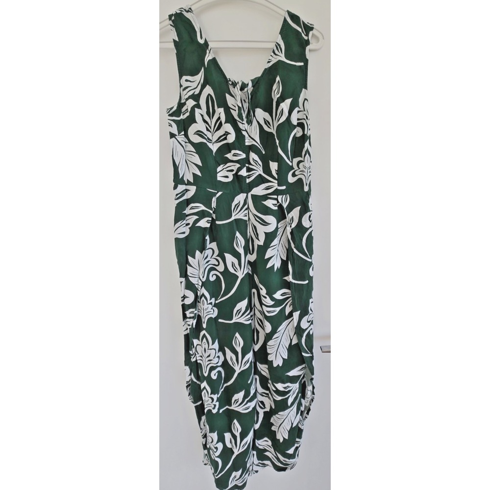 Ocean Pacific Romper Maxi Women M Green Floral Fairy Cottage Hippy Beach Travel